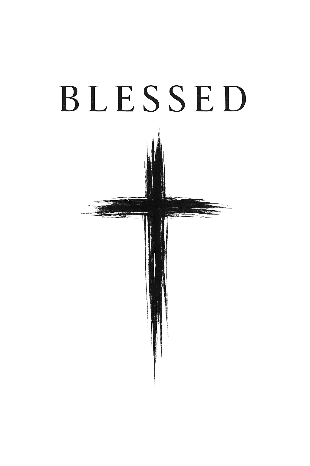 BLESSED wordmark with the canonical hand-painted cross